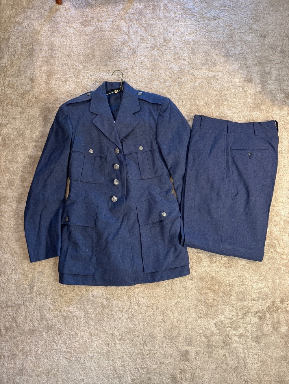 Vintage U.S. Air Force USAF Dress Blue Uniform Jacket & Pants Military Set